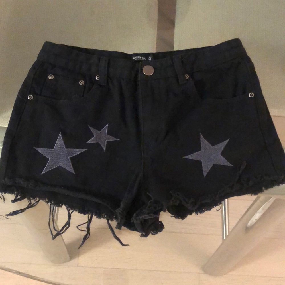 black denim shorts